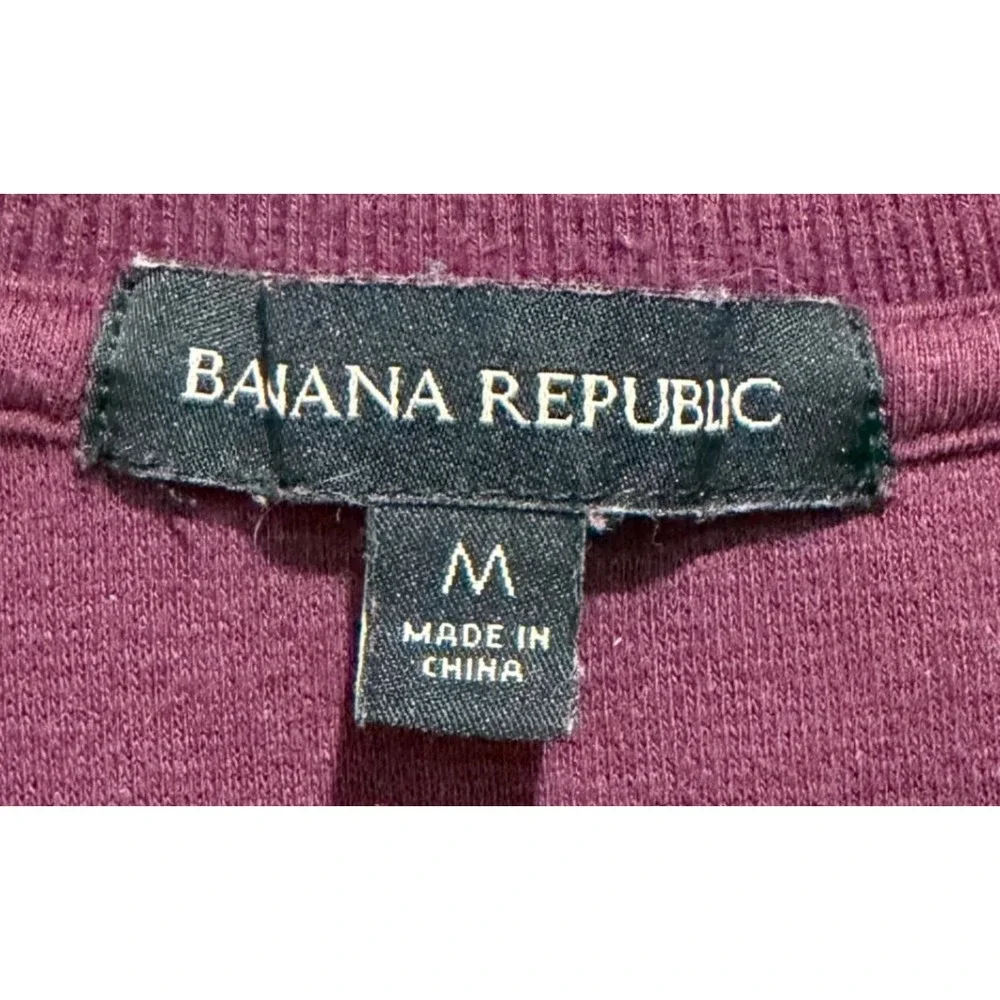 Banana Republic Men Med Crewneck Pullover Sweater Burgundy Cotton Blend Stretch
